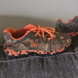Camouflage Sneakers with Orange Accents